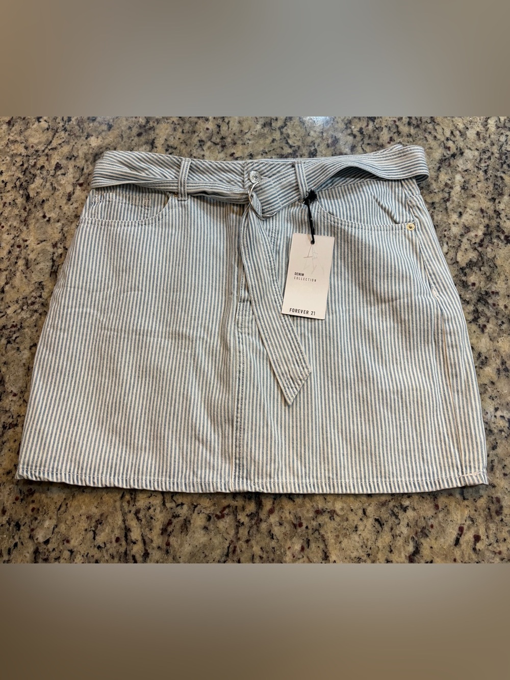 Forever 21 Striped Mini Skirt- White and Blue